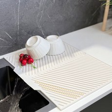 실리콘 물빠짐 식기건조매트 주방 싱크대 다용도 건조대, 화이트, 1개