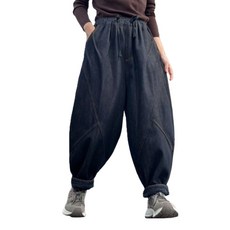 WAWAMOM 여성 기모 배기청바지 겨울 항아리 통바지 밴딩팬츠 GDY37