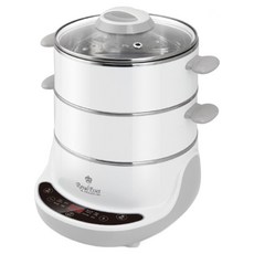 로얄에식스 ST-KS01 스팀쿠커 3단 전기 만능 계란 송편 떡 찜기 EG 전기찜기, 화이트