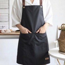 벨라르 여성 주방 카페 미용실 어린이집 예쁜 원피스형 방수 앞치마, 2개, 모던 블랙