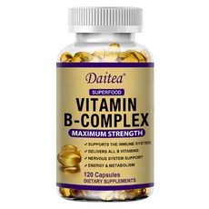 비타민 B 복합 보충제 B12 B1 B2 B3 B5 B6 B9 비오틴 신경계 신진대사 면역 및 에너지 지원 슈퍼 다이어트, 60캡슐, 120정, 1개