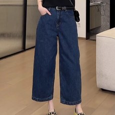 레이디 매직(lady magic) 여성 캐주얼 하이웨스트 9부 일자 데님 팬츠