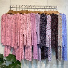 [무배 컬러 가능] 피치 긴팔 플라워 꽃무늬 간절기 홈웨어 잠옷세트