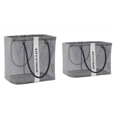 투데이리빙 2종 세트 물빠지는 목욕 가방 메쉬백 수영 욕실 물빠짐 망사 메쉬 바구니 목욕백 세면백 비치백 매쉬백, R98175H, 그레이, 2개