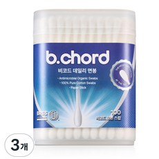 비코드 데일리 순면 100% 프리미엄 면봉, 3개, 100개입