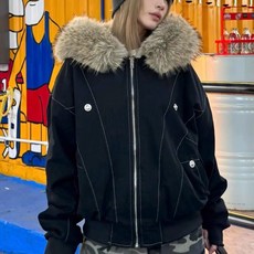 ANYOU 겨울 여성 파카 자켓 패션 루즈핏 코트 자켓 상의 퍼 칼라 패딩 카고 트렌드 야상 커플 패딩