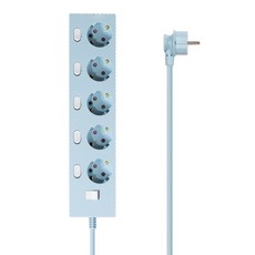 파워존 자동소화 4000W 고용량 웨이브 개별스위치 과부하차단 5구 멀티탭 50cm 1.5m 3m 5m 7m, 자동소화 개별스위치 5구 1.5m 파스텔블루, 1개