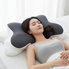 그린스토아 베개 목편한 경추 배게, 1개, 화이트 + 그레이