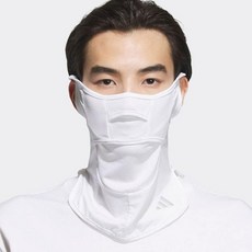 아디다스 남녀공용 자외선 차단 런닝 쿨마스크 쿨스카프 골프 자전거 등산 목토시, HT5741 화이트, M, 1개