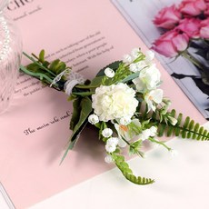 납골당 미니 꽃다발 조화 봉안당 수목장 꾸미기 꽃 장식, 크림, 2개, 나비팜팜 미니꽃다발