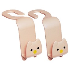 파스텔냥냥이 차량용 가방걸이 후크 마스크걸이 자동차 수납 정리, 핑크, 2개