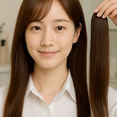 옐로구르미 인모 100% 여성부분가발 45cm 2피스 블랙 자연갈색, 인모100%부분가발(45cm)자연갈색, 2개