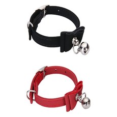 단비루리 고양이 리본 방울 목걸이 1+1 세트, 2개, 블랙+레드