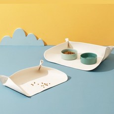 보스케 반려동물 가죽 식기 매트 강아지 고양이 애견 똑딱이 휴대 밥그릇매트, 1개