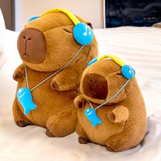 구쯔야 귀여운 딸기 오리 식빵 요리사 카피바라 애착 인형 대형, 뮤직 카피바라_35cm, 1개