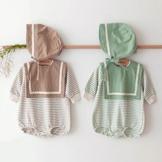 신생아 아기 모던 베이비슈트 턱받이 보넷 세트
