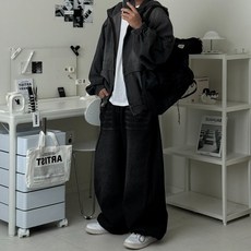 르위 후드집업 데님 자켓 오버핏 점퍼 빅사이즈 남녀공용