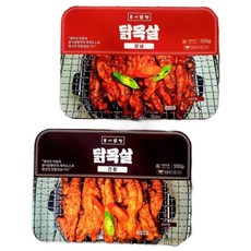 봉이닭짱 닭목살양념550g+간장550g 닭 특수부위 구이 국내산 별미야식 밥반찬 술안주 밀키트 혼술 캠핑음식, 550g, 2개