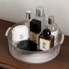 리뷰검증템 루시아이 플리츠 회전 화장품 정리함, 투명, 1개
