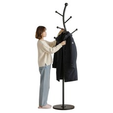 YULIFE 옷장 스탠드 옷걸이 튼튼한 철제 옷걸이 행거, 다크블랙