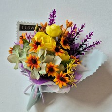 성묘 납골당 봉안당 추모원 꾸미기 핸드메이드 실크플라워 리스9종 미니꽃다발10종 미니화병3종, 1개, 꽃다발 라넌큘러스 노랑