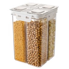 씨케이라이브 4칸 탈부착 칸막이 이중 밀폐 잡곡통, 1개, 화이트