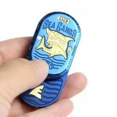 바다 상어 리듬 직접 푸시 회전 Ding Ding Push 브랜드 EDC 스테인레스 스틸 감압 감소 장난감 기술 손가락 자이로 과민성 장난감, 블루, 1개