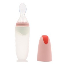 그랑프랑 짜먹는 이유식 실리콘 젖병 스푼, 베이비핑크, 1개