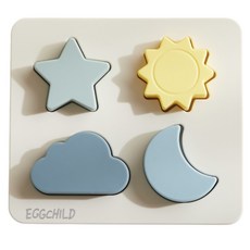 에그차일드 실리콘 별구름퍼즐 6~18개월 구강기 아기퍼즐, 1개