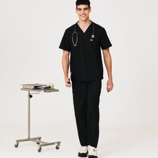 (FIGS동일원단) 아케소웨어 블랙 남성복세트 의사유니폼 병원유니폼 스크럽복