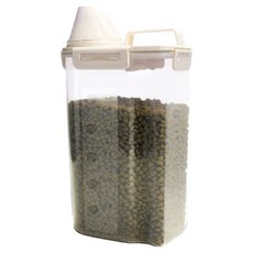 킹군마켓 강아지 밀폐 사료 보관통, 1개, 2.5L, 아이보리