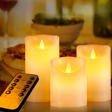 LED 촛불 흔들리는 건전지 전자초 10cm + 12.5cm + 15cm + 리모컨 세트, 혼합색상