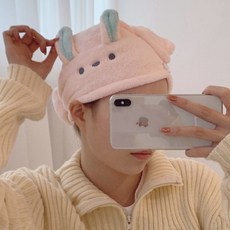 데일리공감 물먹는 퀵드라이 수건 극세사 드라이 헤어타올 물기 흡수력 3배수건 머리수건 캐릭터타올 건조타올, 토끼, 1개