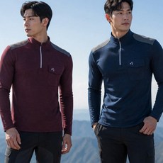 1+1 김영주골프 남성 가을 멜란지 스판 반집업 등산 긴팔 티셔츠 아웃도어 골프웨어 아빠 중년
