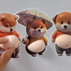 큐블리옹 뱃살 똥배 강아지 삼형제 스티커 스트레스 해소, 뱃살 강아지 삼형제