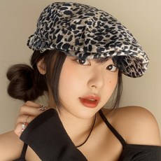 원픽 여성 레오파드 호피 헌팅캡 플랫캡 C56