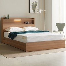 파로마 로얄 수납형 LED서랍침대 방문설치 슈퍼싱글 퀸 SS Q, 오크