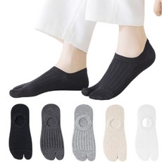 한몰 여성 타비양말 쪼리 엄지발가락 순면 골지 타비 스니커즈 양말 5켤레세트