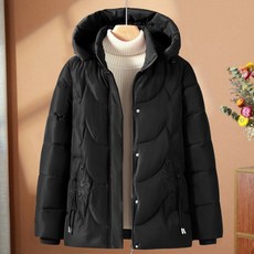 TIMEPURE 패딩 중년 여성용 겨울 꽃자수 누빔 외투 엄마용 보온성 강화 중장기 세련된 면옷 방한 라이트 패션 오버핏 겨울패딩 후드 레이어드 숏패딩 점퍼