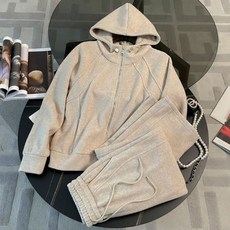 여성기모트레이닝복세트 여성투피스 기모자켓 + 기모바지 와이드팬츠 후드집업 점퍼 겨울바지 KAH25113548 53