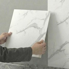 코어피스 붙이는 주방 데코 타일 시트지 12개, 화이트 대리석