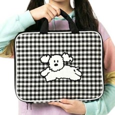 유어플랜 캐릭터 초등학교 저학년 태블릿 갤럭시탭 아이패드 가방, 1개, 블랙 퍼피