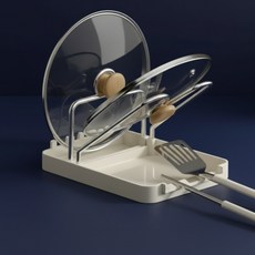 딜로그 깔끔주방 위생보관 편리수납 냄비뚜껑 거치대, 1개, 크림