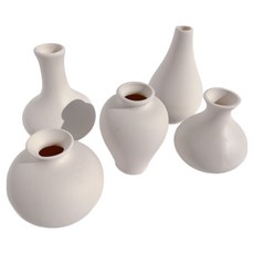 [왓위셀] 달항아리 미니 화병 꽃병 도자기 백자 5p 세트, 1개