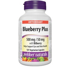 webber naturals 웨버네추럴스 블루베리 플러스 500mg 50mg with Bilberry 120정-2병(눈건강>혈액순환을 위하여~) 캐나다 내수용, 2개, 120정