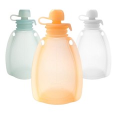 다다란 실리콘 유아식 이유식 퓨레 스무디 밀폐 냉장 냉동 모유 보관백 세트, 1세트, 오렌지,민트,화이트, 120ml