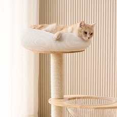 고양이 메일캣 다기능 원목 스크래쳐 캣타워, 크림톤, 1개