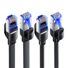 Essager 게이밍용 랜선 초고속 CAT.8 40Gbps 인터넷 랜케이블 2개입, 2m, 1세트, 납작한 케이블&동글동글한 케이블