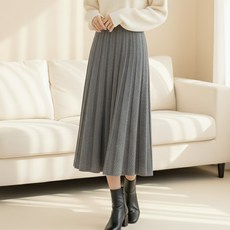 셀리나에스 플레어 니트 주름 롱스커트 A라인 플리츠