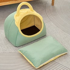 프라홈 이동형 한손 강아지 고양이 여행용 하우스 카시트 방석, 1개, 민트